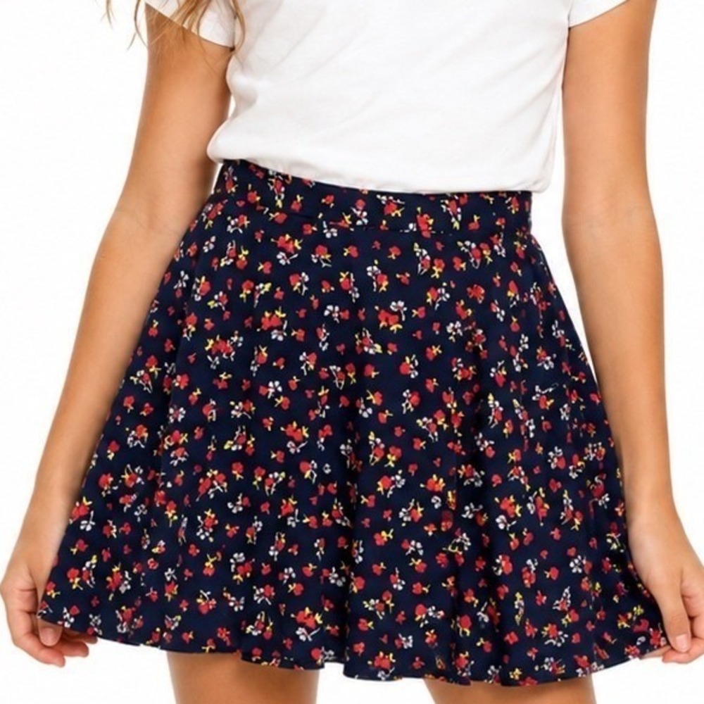 Polo Ralph Lauren Girls Floral Skirt Navy Blue Skater Mini Size 16 New Flared